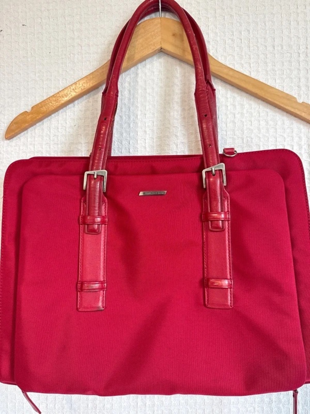 Francesco Biasia Red Work Tote with 24 pockets organized queen status! Y2K rare